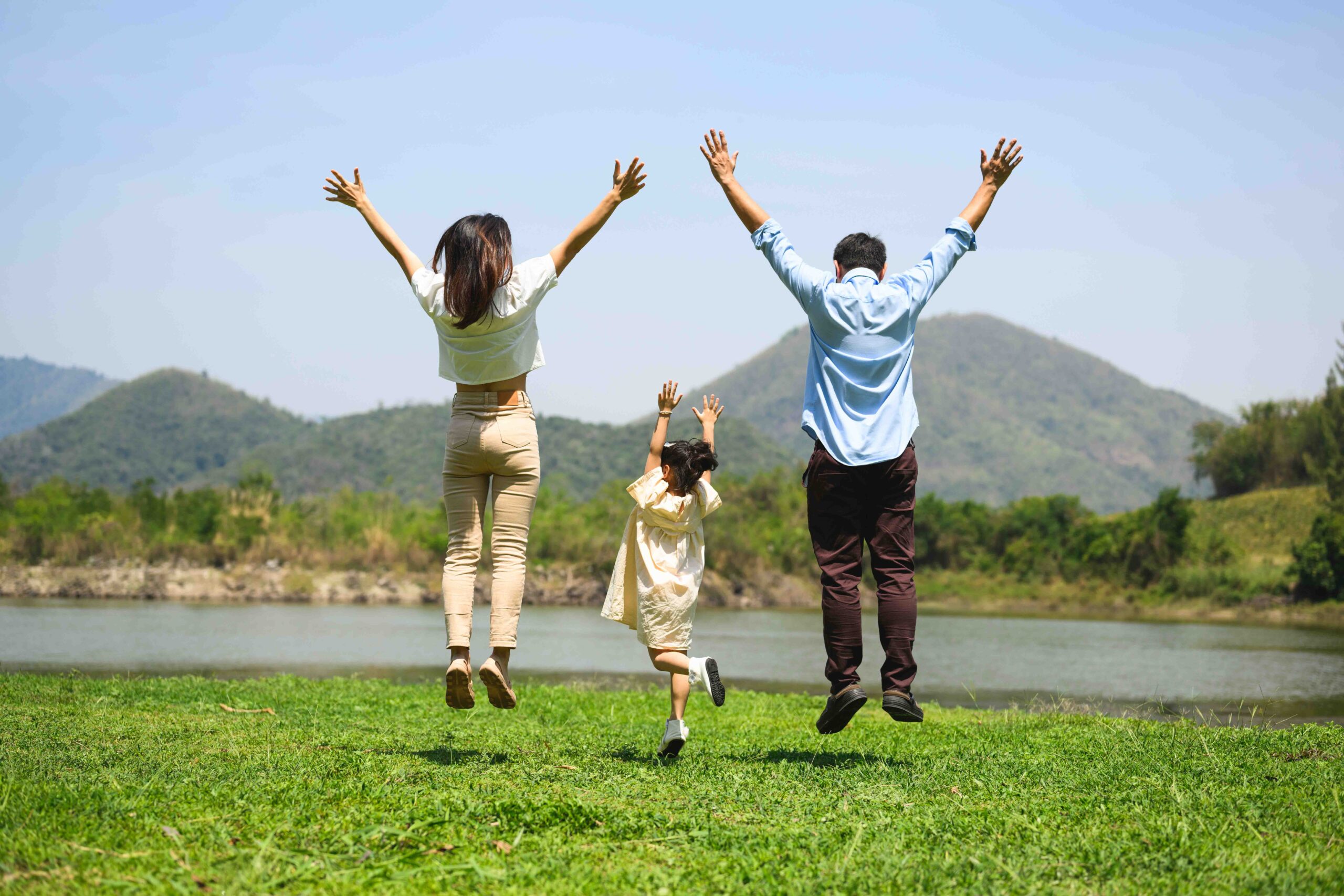Young parents with children